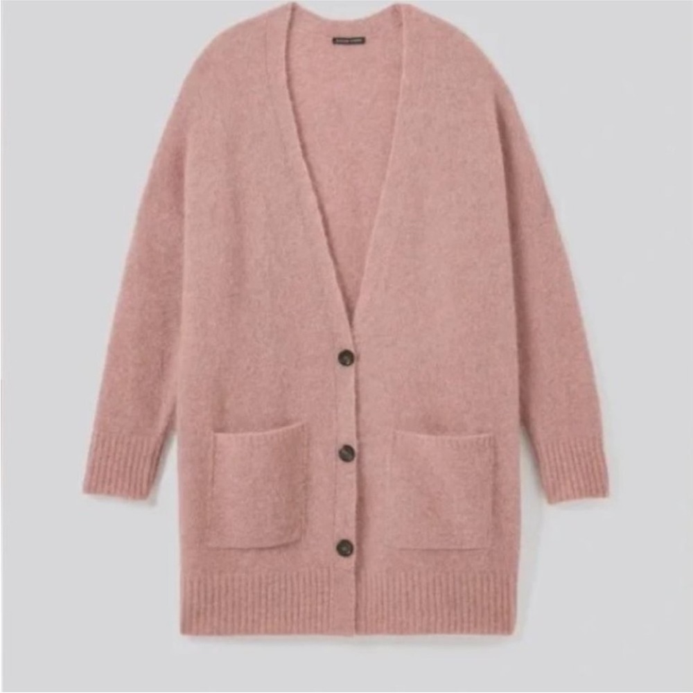 Eileen Fisher Powder V-Neck Mohair Cardigan